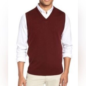 Nordstrom 100% Extra Fine Merino Wool Vest Men’s Burgundy Sleeveless Knit M